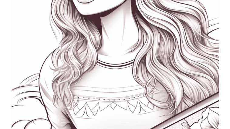 fargeark av jente som holder surfebrettet sitt